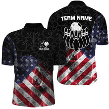 Load image into Gallery viewer, Smoke American Flag Black Camo Custom Bowling Shirts For Men Patriotic Bowling Team League Jerseys NQS8422