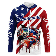 Load image into Gallery viewer, Red, White and Blue American Flag Largemouth Bass Fishing Custom patriotic Bass fishing team jerseys NQS9121