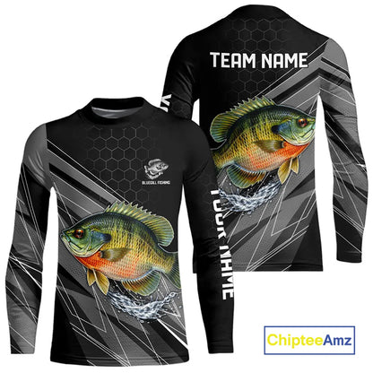 Personalized Black camo Bluegill Fishing Jerseys, Bluegill Tournament fishing team shirts NQS11381