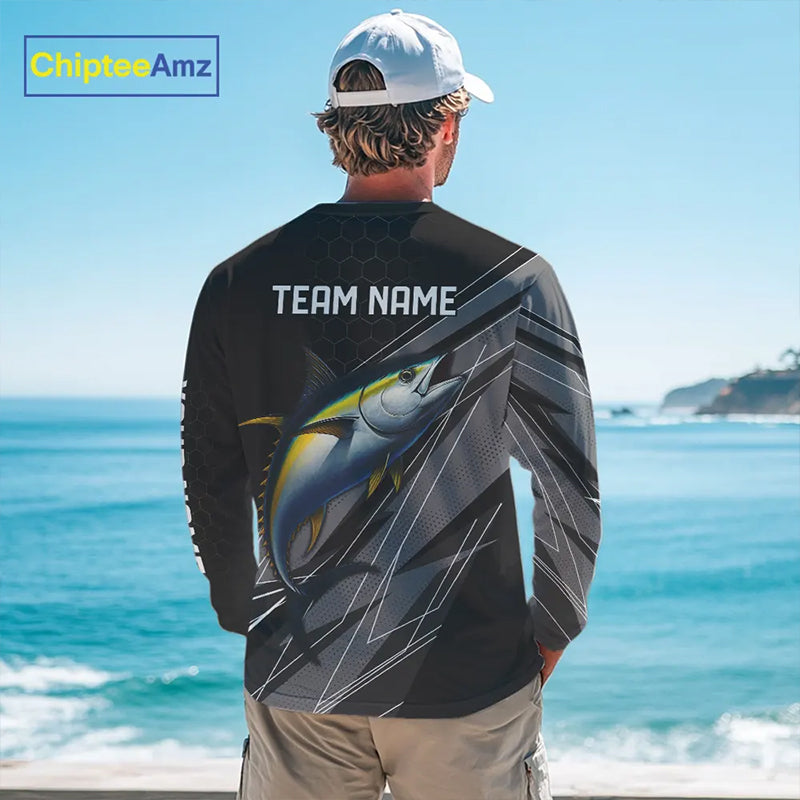 Personalized Black camo Tuna Fishing Jerseys, Tuna Tournament fishing team shirts NQS11382