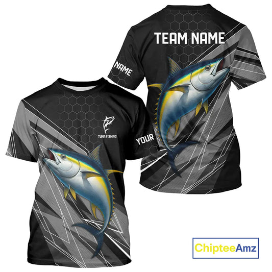 Personalized Black camo Tuna Fishing Jerseys, Tuna Tournament fishing team shirts NQS11382