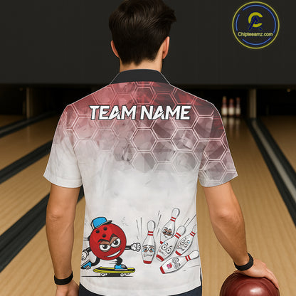 Funny Bowling Hawaiian Shirts Custom Bowling Team Jerseys Gift For Bowler | Red NQS11388