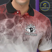 Load image into Gallery viewer, Funny Bowling Polo Shirts For Men, 1/4 zip shirts Custom Bowling Team Jerseys Gift For Bowler | Red NQS11388