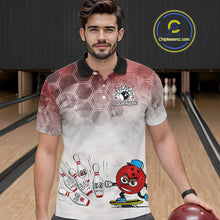 Load image into Gallery viewer, Funny Bowling Polo Shirts For Men, 1/4 zip shirts Custom Bowling Team Jerseys Gift For Bowler | Red NQS11388