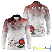 Load image into Gallery viewer, Funny Bowling Polo Shirts For Men, 1/4 zip shirts Custom Bowling Team Jerseys Gift For Bowler | Red NQS11388
