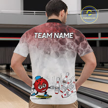 Load image into Gallery viewer, Funny Bowling Polo Shirts For Men, 1/4 zip shirts Custom Bowling Team Jerseys Gift For Bowler | Red NQS11388