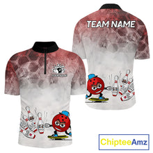 Load image into Gallery viewer, Funny Bowling Polo Shirts For Men, 1/4 zip shirts Custom Bowling Team Jerseys Gift For Bowler | Red NQS11388