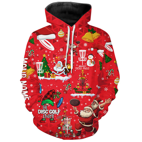 Funny Red Christmas Santa Disc golf Hoodies custom team Xmas Disc golf Hoodies NQS8876