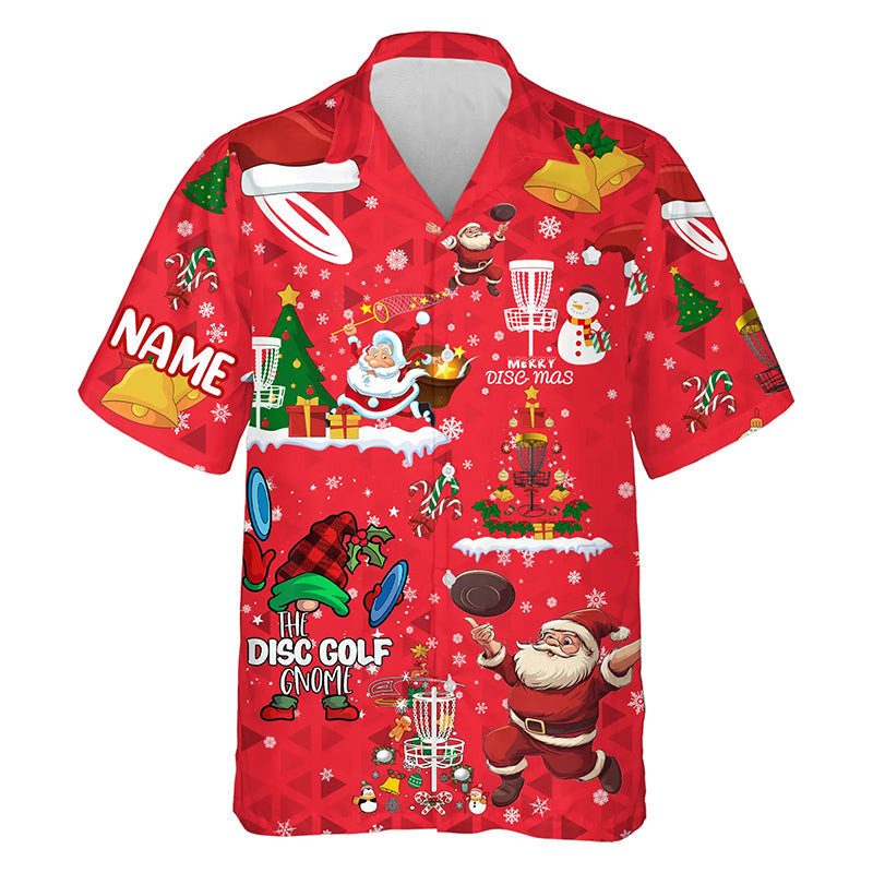 Funny Red Christmas Santa Disc golf Hawaiian Shirt custom team Xmas Disc golf button up shirt NQS8876