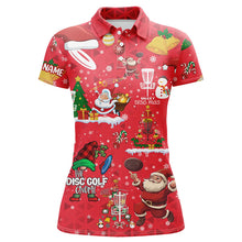 Load image into Gallery viewer, Funny Red Christmas Santa Disc golf Polo shirt for women custom team Xmas Disc golf jerseys NQS8876