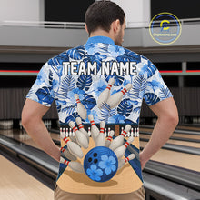Load image into Gallery viewer, Blue tropical flower Bowling Polo, Quarter Zip Shirts For Men Custom bowling team jersey NQS10988
