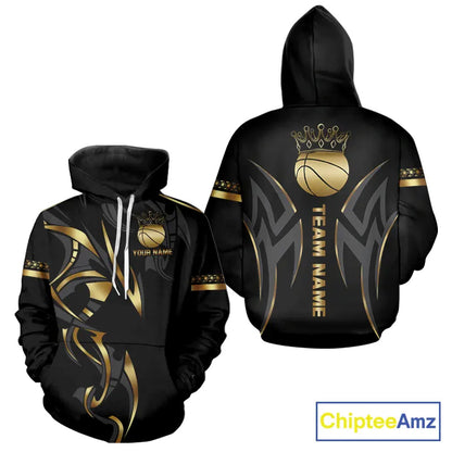 Black and Gold crown Basketball Vest, T-shirt, Hoodie, Long sleeve Custom Bowling Team jerseys NQS11392