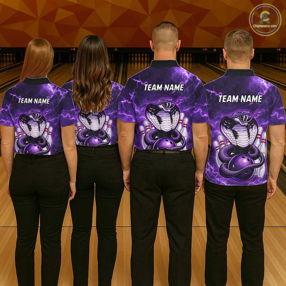 Purple Lightning thunder snake bowling shirts for men Custom bowling league shirts, gifts for bowlers NQS11402