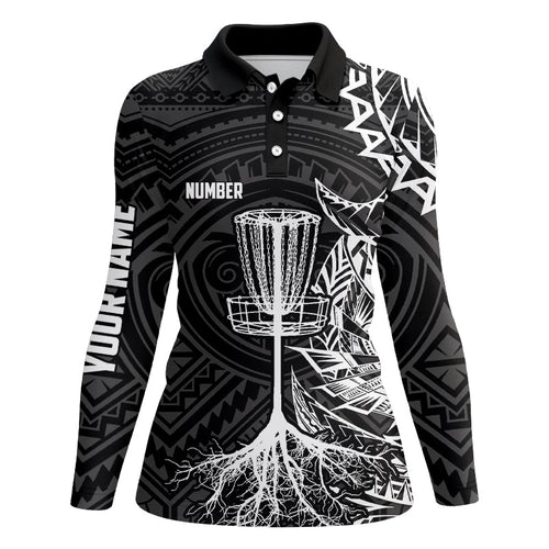 White tribal Womens disc golf polo shirt custom black disc golf basket jerseys team ladies disc golf NQS7585