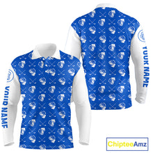 Load image into Gallery viewer, Blue and white golf pattern Mens Golf polo shirts custom name golf beer outfit men golf clothes NQS9856