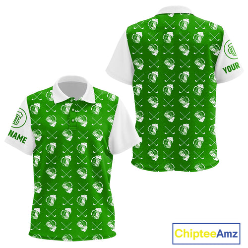 Green and white golf pattern Kid golf polo shirts custom golf beer outfit Kid golf clothes NQS9861