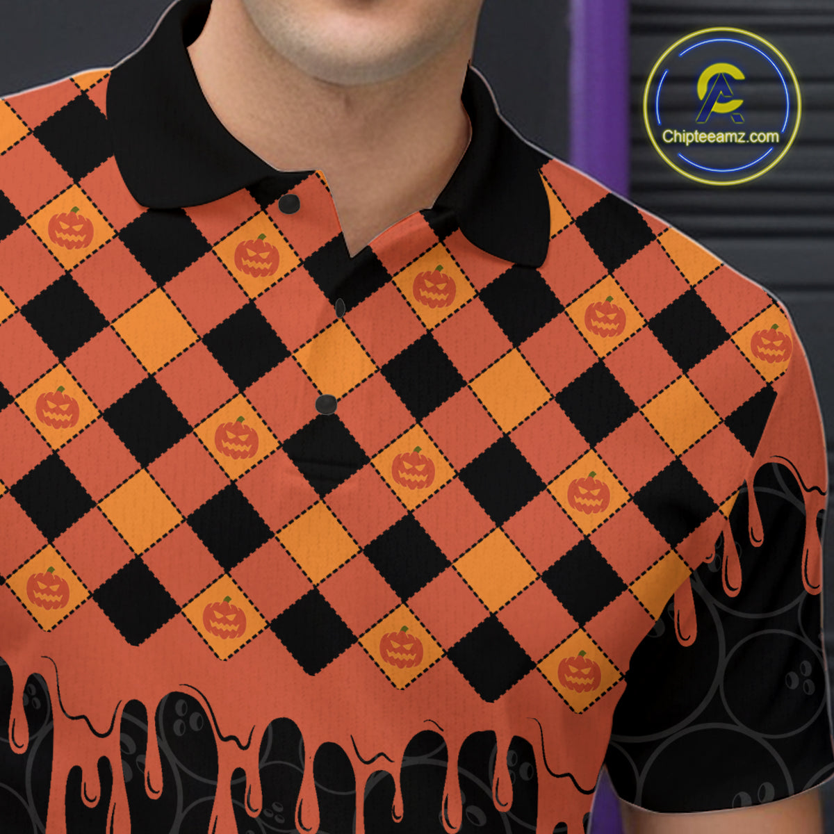 Funny Bowling Turkey Thanksgiving Mens Bowling Shirt Orange Pumpkin Custom Team Bowling Jersey NQS10840