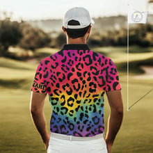 Load image into Gallery viewer, Custom Colorful rainbow pattern Mens golf polo shirt, Personalized animal print golf shirt outfit NQS10405