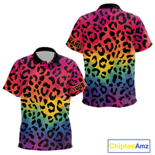 Load image into Gallery viewer, Custom Colorful rainbow pattern Kid golf polo shirt, Personalized animal print golf shirt outfit NQS10405