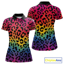 Load image into Gallery viewer, Custom Colorful rainbow pattern Women golf polo shirt, Personalized animal print golf shirt outfit NQS10405