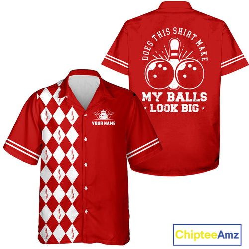 Red and white argyle retro Bowling Hawaiian Shirt Custom Does this shirt make my balls look big NQS10611