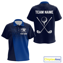 Load image into Gallery viewer, Blue Pattern Kid golf polo shirts custom Team name golf outfit for kid, unique golf gifts NQS9874