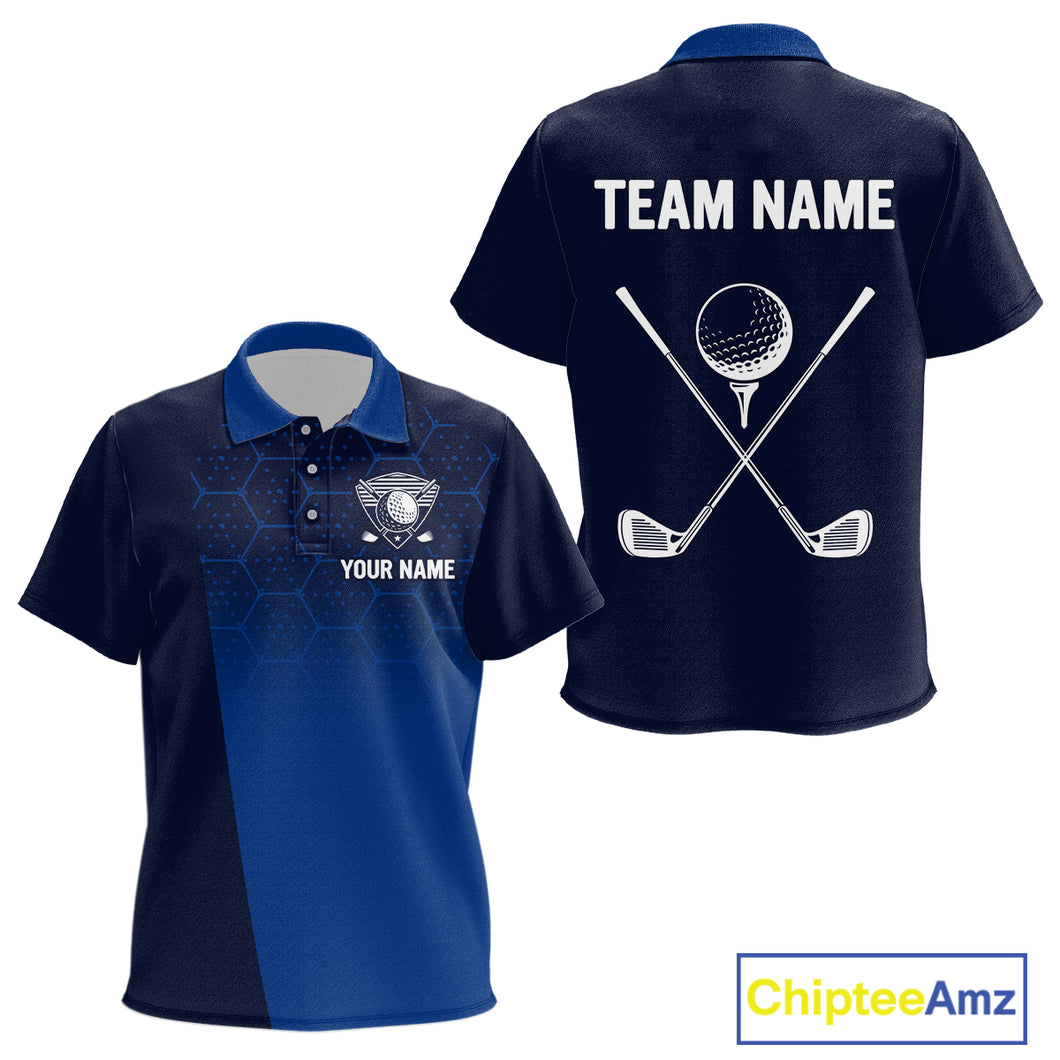 Blue Pattern Kid golf polo shirts custom Team name golf outfit for kid, unique golf gifts NQS9874