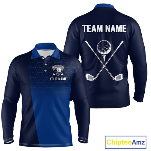 Blue Pattern Mens Golf polo shirts custom Team name golf outfit for men, unique golf gifts NQS9874