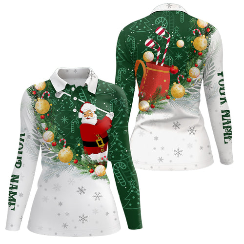 Santa Playing Golf Christmas Pattern Womens golf polo shirts Custom Golf Outfit For Women Golf Gifts NQS8207