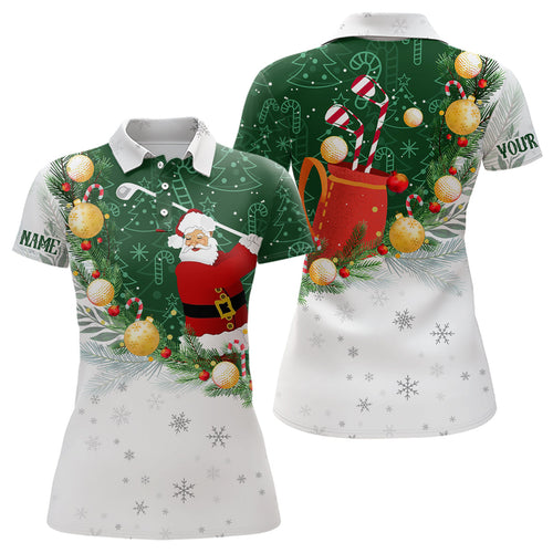 Santa Playing Golf Christmas Pattern Womens golf polo shirts Custom Golf Outfit For Women Golf Gifts NQS8207