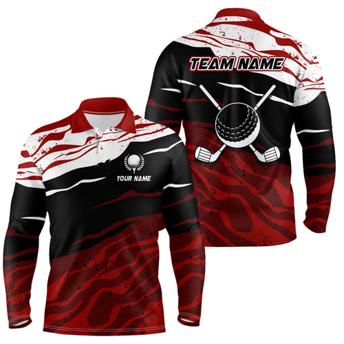 Red, white and black camo Mens Golf Polo Shirts custom men golf tops gifts for the golfer NQS9150