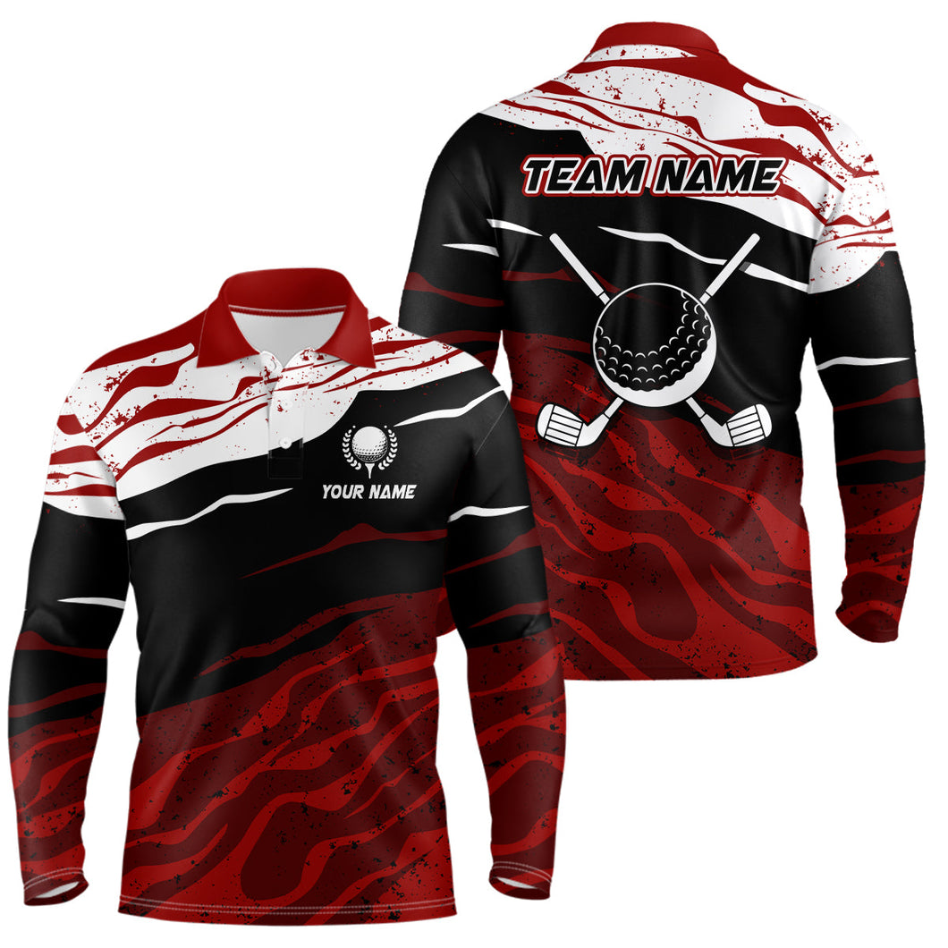 Red, white and black camo Mens Golf Polo Shirts custom men golf tops gifts for the golfer NQS9150