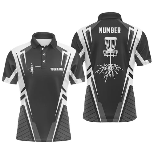 Black and white Disc golf jersey custom name & number Men polo shirts disc golf outfit NQS6129