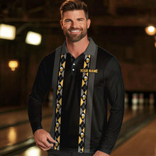 Load image into Gallery viewer, Personalized Black Retro Bowling shirts For Men custom Here for the beer bowling team jerseys NQS9409