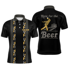 Load image into Gallery viewer, Personalized Black Retro Bowling shirts For Men custom Here for the beer bowling team jerseys NQS9409