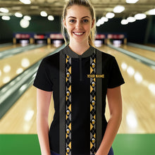 Load image into Gallery viewer, Personalized Black Retro Bowling shirts For Women custom Here for the beer bowling team jerseys NQS9409