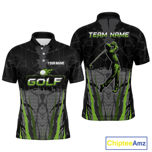 Black Camo Mens golf polo shirts custom golf attire for mens, golfing gifts | Green NQS9995