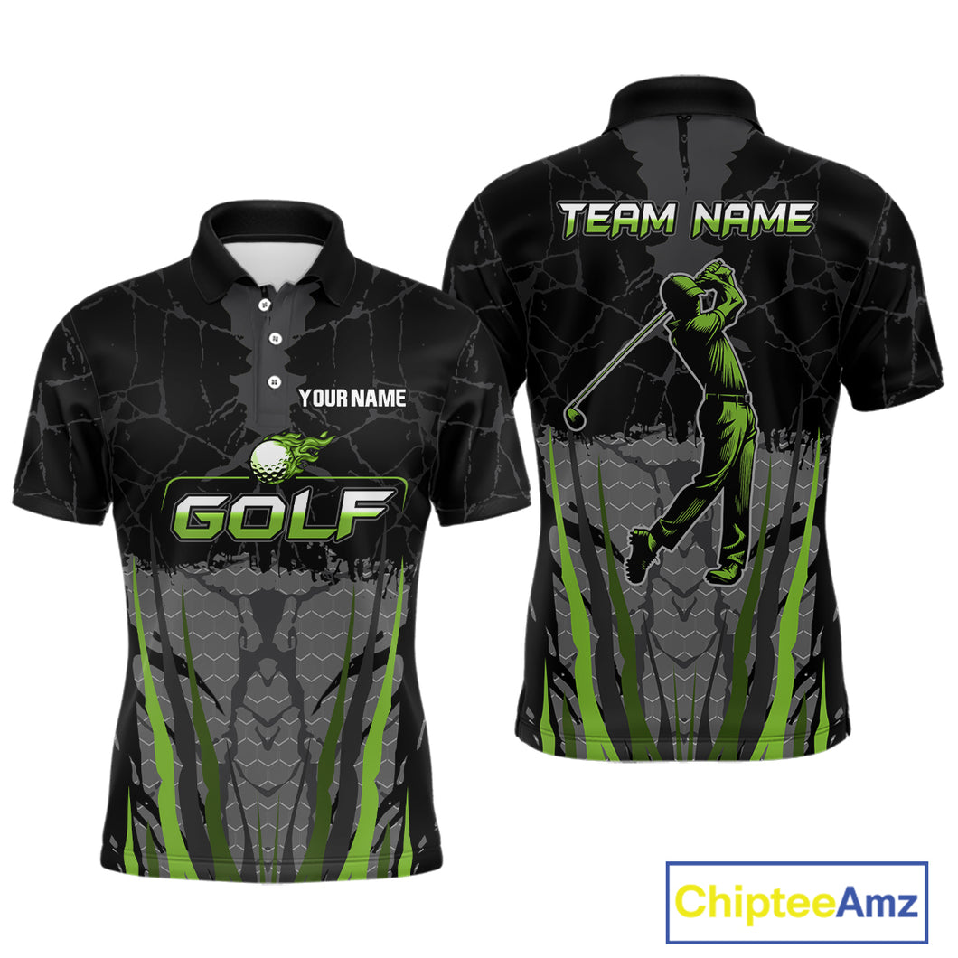 Black Camo Mens golf polo shirts custom golf attire for mens, golfing gifts | Green NQS9995