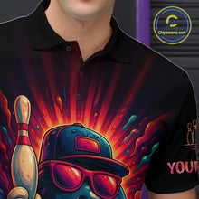 Load image into Gallery viewer, Personalized Funny Bowling Polo, Quarter Zip Shirts For men Custom Team Bowling League Jerseys NQS11111