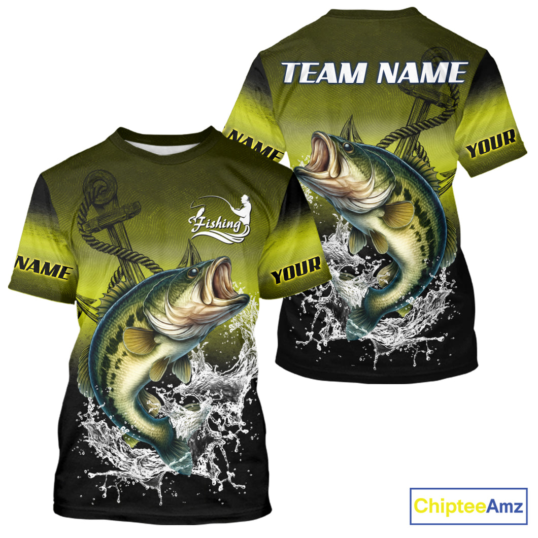Personalized Largemouth Bass Fishing green scales fishing shirts Custom performance fishing apparel NQS11115
