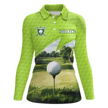 Load image into Gallery viewer, Green Womens golf polos shirts custom female golf shirts, unique golf gifts for her NQS9261