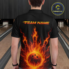 Load image into Gallery viewer, Custom Flame Bowling Polo, Quarter Zip Shirts for Men Custom Team Bowling Uniform NQS10521