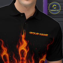 Load image into Gallery viewer, Custom Flame Bowling Polo, Quarter Zip Shirts for Men Custom Team Bowling Uniform NQS10521