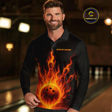 Load image into Gallery viewer, Custom Flame Bowling Polo, Quarter Zip Shirts for Men Custom Team Bowling Uniform NQS10521