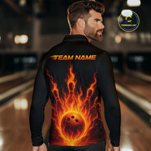 Load image into Gallery viewer, Custom Flame Bowling Polo, Quarter Zip Shirts for Men Custom Team Bowling Uniform NQS10521