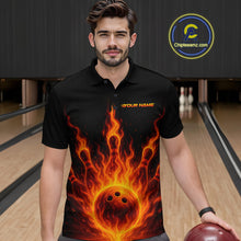 Load image into Gallery viewer, Custom Flame Bowling Polo, Quarter Zip Shirts for Men Custom Team Bowling Uniform NQS10521