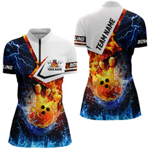 Load image into Gallery viewer, Fire and Water bowling ball pins Bowling shirts for Women Custom Lightning Team Bowling Jerseys NQS7701