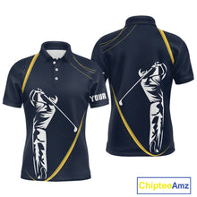 Load image into Gallery viewer, Personalized Golf polo shirts for men Custom mens golf outfits, unique golf gifts | Navy NQS10202