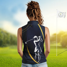 Load image into Gallery viewer, Personalized Women sleeveless polo shirt Custom ladies golf outfits, unique golf gifts | Navy NQS10202