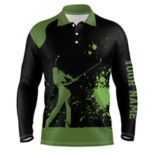 Load image into Gallery viewer, Black and green Mens golf polo shirts custom golf attire for men, golf gifts for team NQS7580